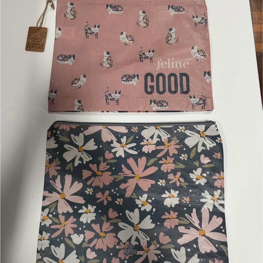 Karma Pink and Gray Cosmetic Bags Set